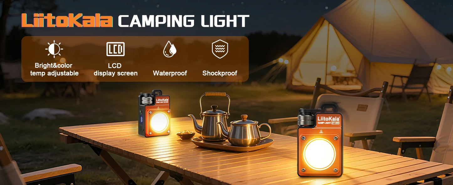 Lampe de camping LED rechargeable portable LiitoKala XY-009, multifonctionnelle, pour les activités de plein air, longue durée de vie