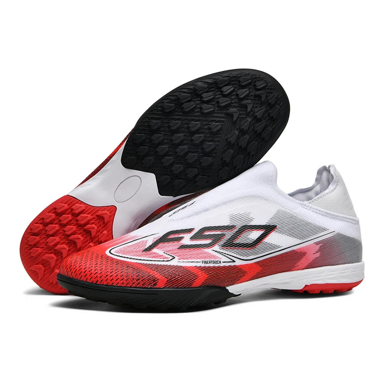 Chaussures de Football FG Homme Microfibre Montantes Sans Lacets — Niveau Avancé, Pelouse EU 34–46