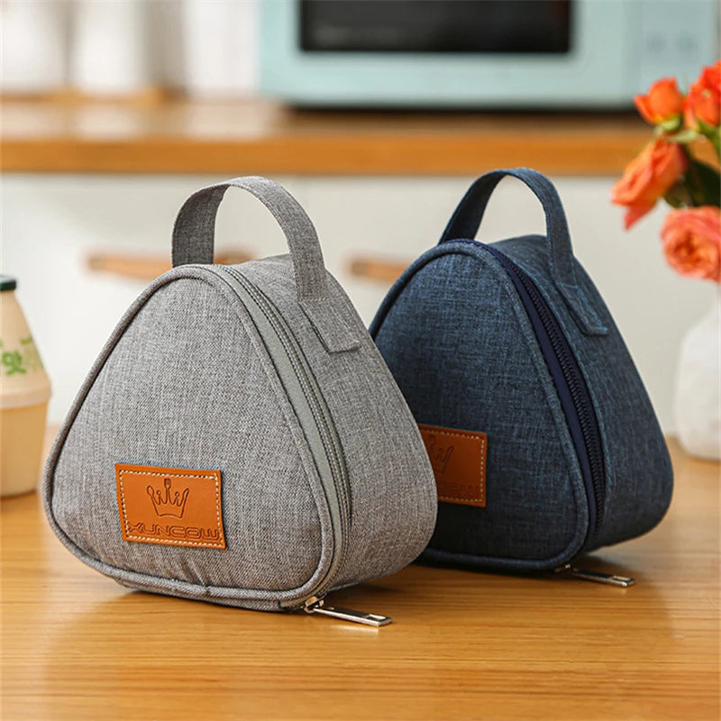 Mini bolsa aislante triangular de aluminio, enfriador térmico, bolsa de almuerzo para estudiantes, bolsa para bolas de arroz, fiambrera, bolsas de transporte para almuerzo Bento
