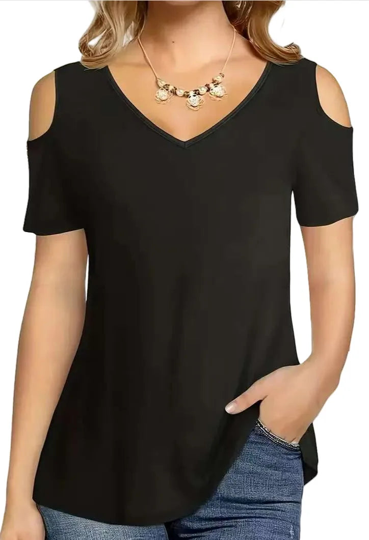 T-shirt court à épaules dénudées pour femme, version coréenne, collection printemps-été 2026, haut court et décontracté pour femme
