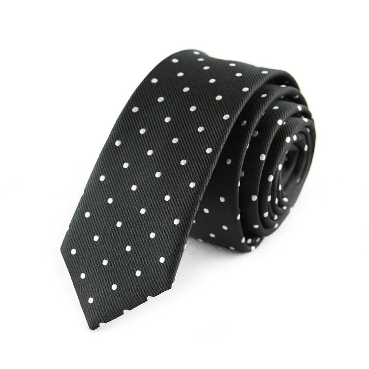 Corbatas negras delgadas de 5CM para hombre, corbata de poliéster a rayas, puntos sólidos, Jacquard, corbata de negocios para fiestas