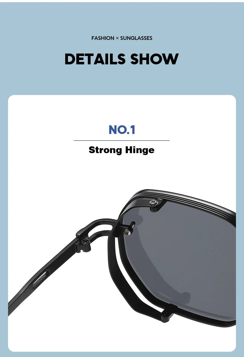 Lunettes de soleil carrées punk pour hommes, nuances rétro, luxe, mode vintage, steampunk, 2023