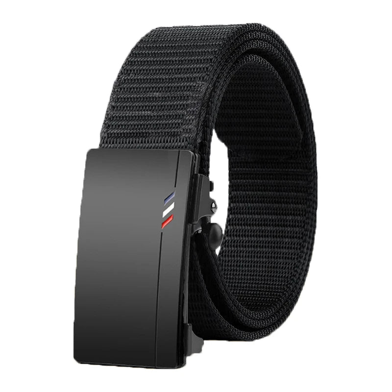 Men's Nylon Belt, Casual Woven Canvas, Breathable, Automatic Buckle, Outdoor Sports Strap, Fashionable Jean Belt