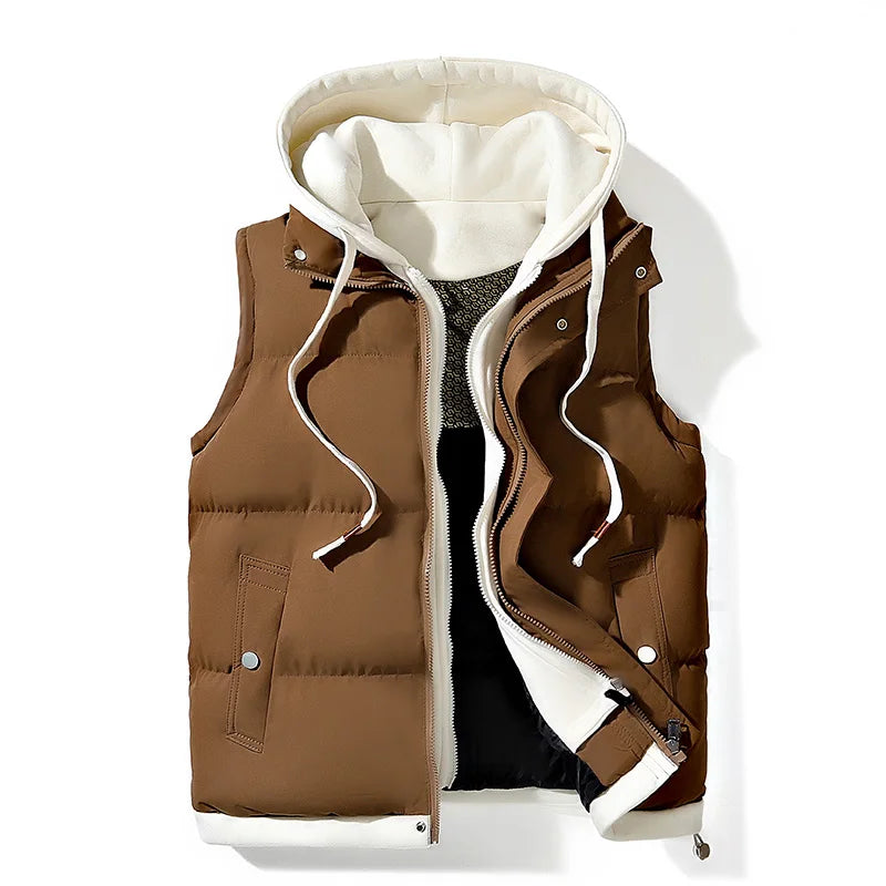 Veste d'hiver à capuche pour hommes, manteau en duvet de coton, gilet épais, gilet chaud, manteau décontracté