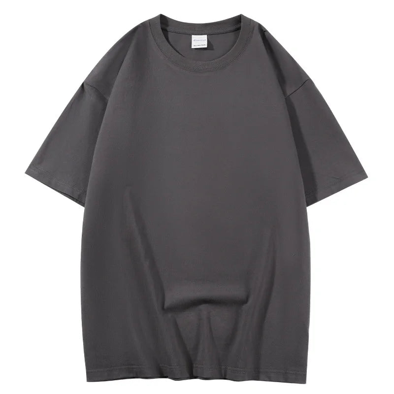 100% Cotton Five Half Sleeve Men Women Summer Loose Short Sleeve Casual T-Shirt Basic Round Neck Solid Color Tops