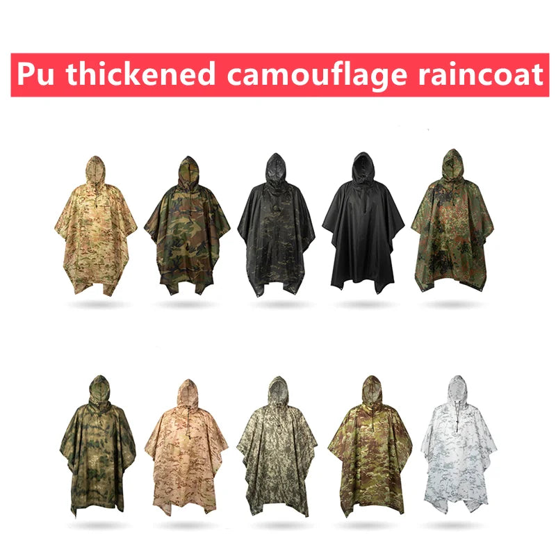 Poncho de Camouflage respirant pour l'extérieur, imperméable tactique de Jungle, observation des oiseaux, randonnée, chasse, combinaison Ghillie, équipement de pluie de voyage