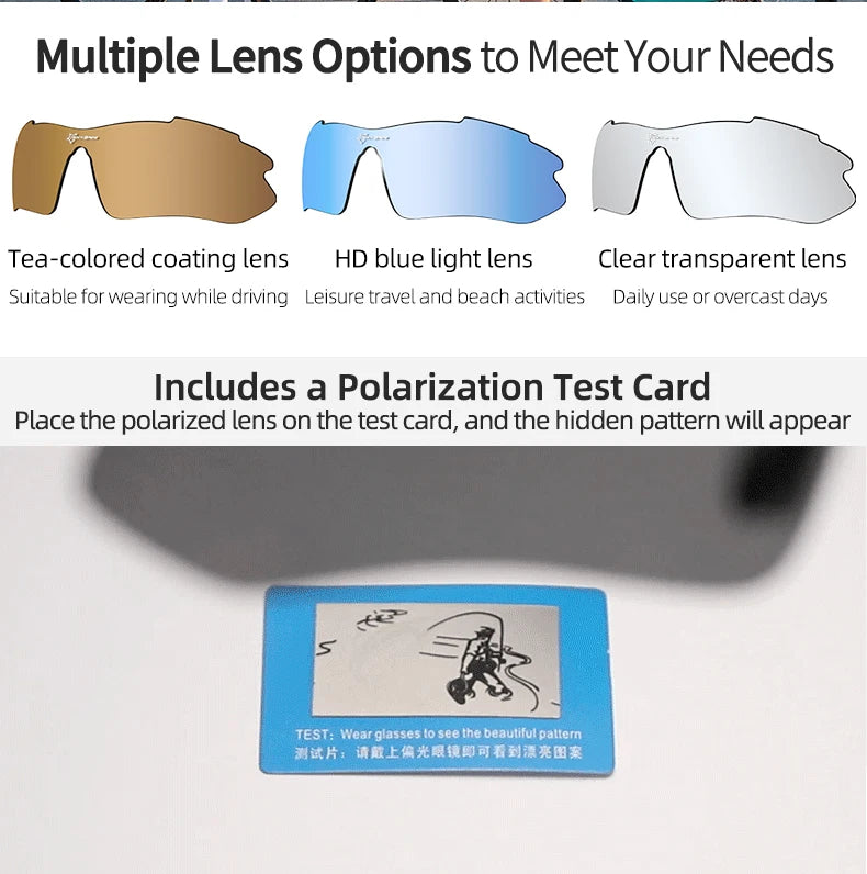Lunettes de soleil sport cyclisme polarisées — route, VTT, équitation, protection, 5 lentilles