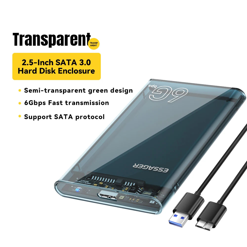 Essager 2.5 pouces SATA boîte USB 3.0 HDD boîtier étuis de disque dur mobiles pour SSD 2.5 pouces SATA boîtier de stockage boîtier de disque dur