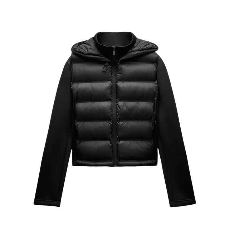 2025 Winter New Women's Lightweight Warm Down Jacket with Long Sleeves and Hooded Sports Coat with Zipper 4391742
