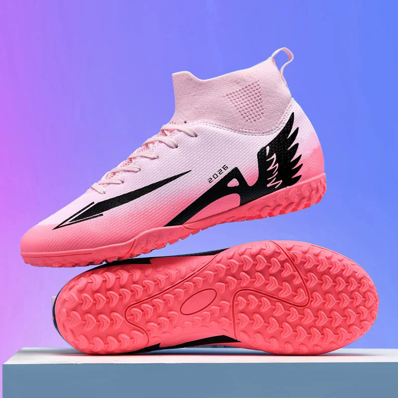 wrfskm Chaussures de Football Futsal Homme FG Montantes — Cuir Verni, Semelle TPR EU 31–48