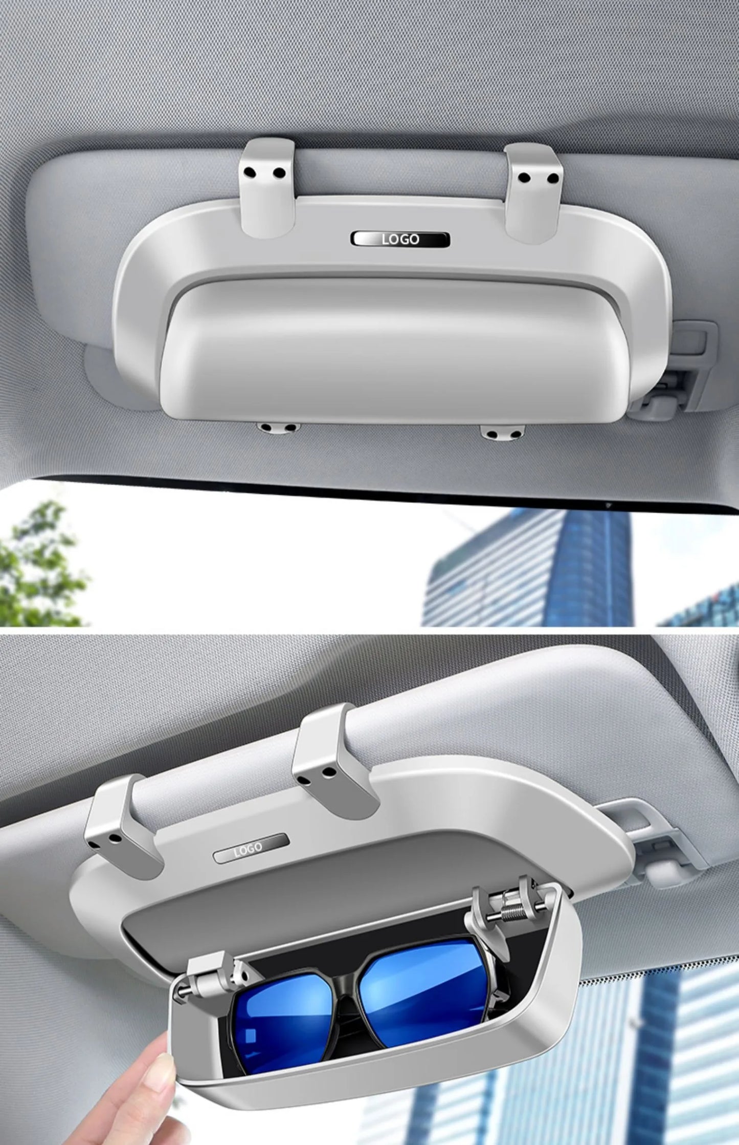 Étui à lunettes de voiture, pare-soleil, porte-lunettes de soleil de voiture multifonctionnel, clip à lunettes dans la voiture, boîte de rangement modifiée