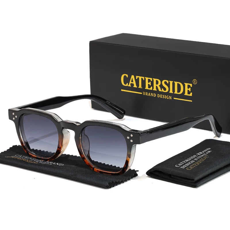 CATERSIDE Retro Square Sunglasses for Men, Punk Style, Trendy Brand, Women's Sunglasses, Travel, Party, UV400 Protection, Summer Style