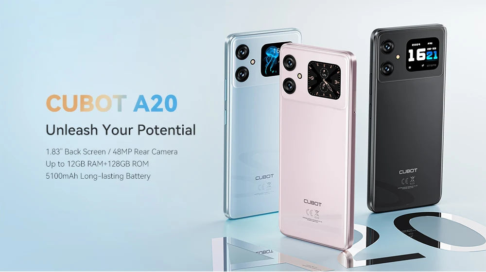 Cubot A20 Smartphone Android 14 — 12 Go RAM, 128 Go, Écran 6,74" 90Hz, 5100 mAh, 48 MP, 4G