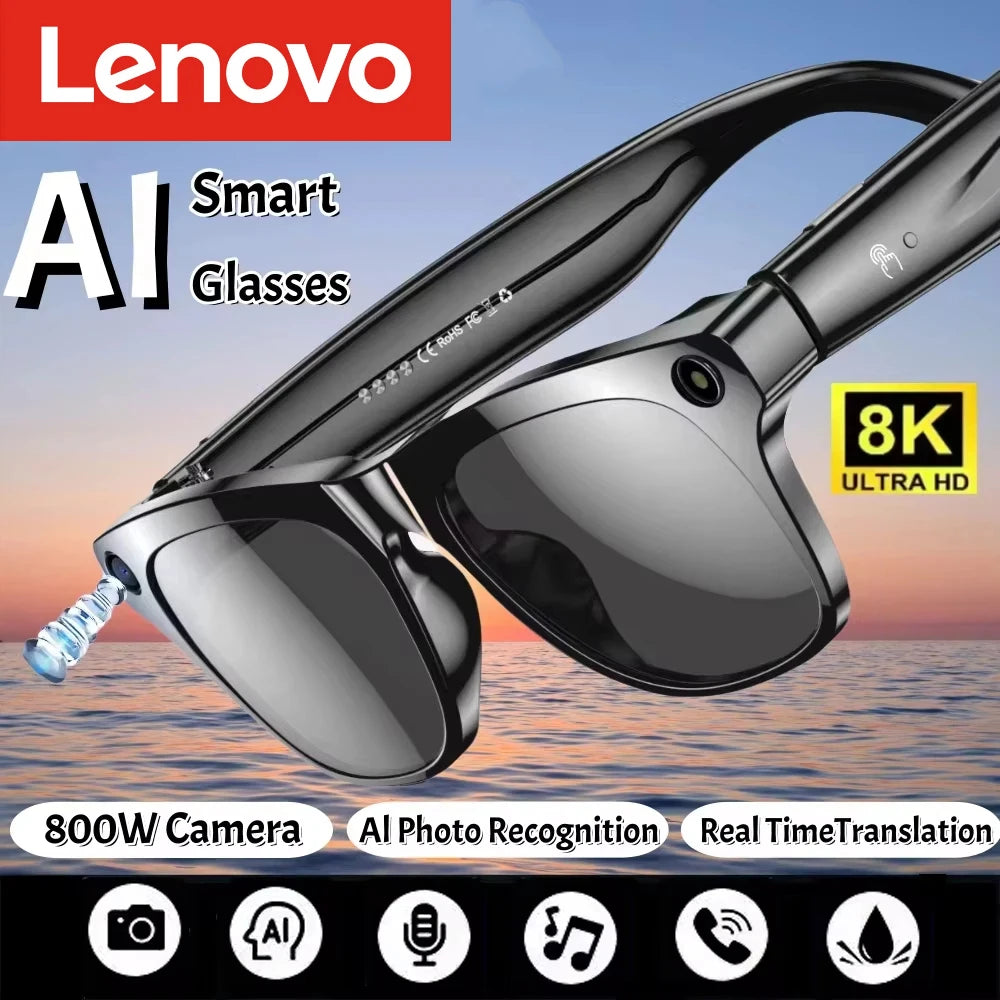 Lunettes intelligentes AI 8K HD photochromiques — Bluetooth, caméra, appel, musique, traducteur