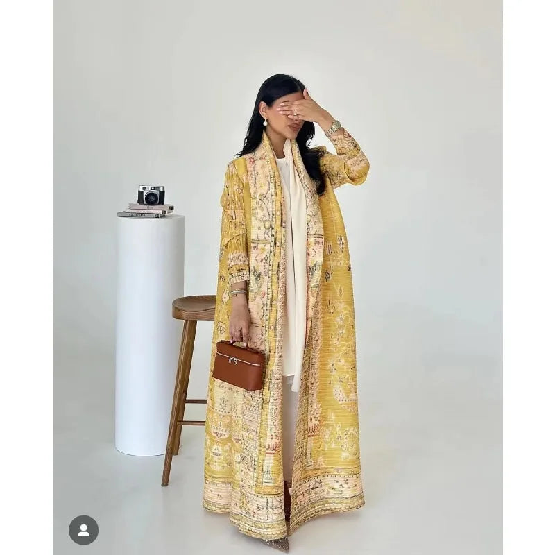 KAF femmes mode Abaya Vintage imprimé Cardigan conception ample grande taille élégante femme luxe Robe printemps automne modèle