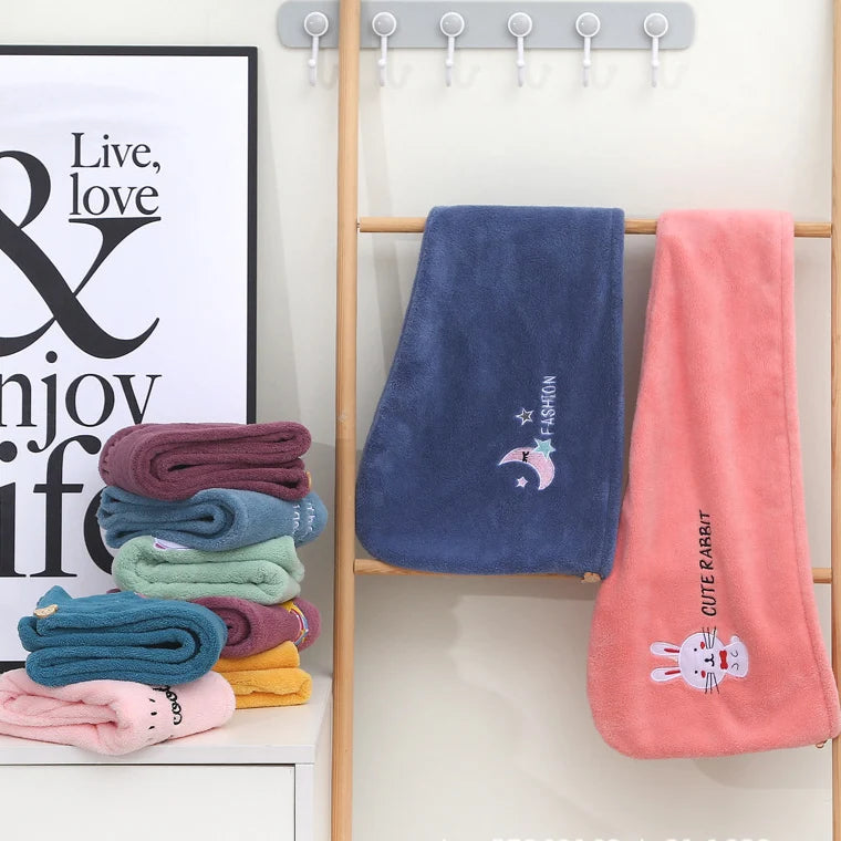 Bonnet de séchage de cheveux de Style brodé, serviette de cheveux épaisse en molleton de corail pour salle de bain, bonnet de douche absorbant à séchage rapide pour femmes, 1 pièce
