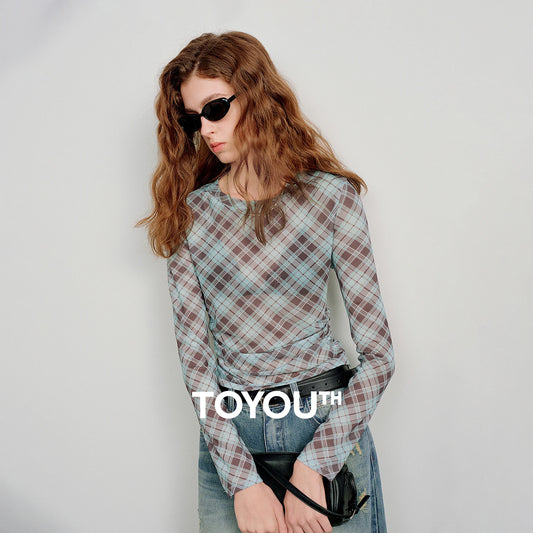 T-shirt femme en maille imprimé 2026 — printemps, taille découpée, Y2K, hauts courts