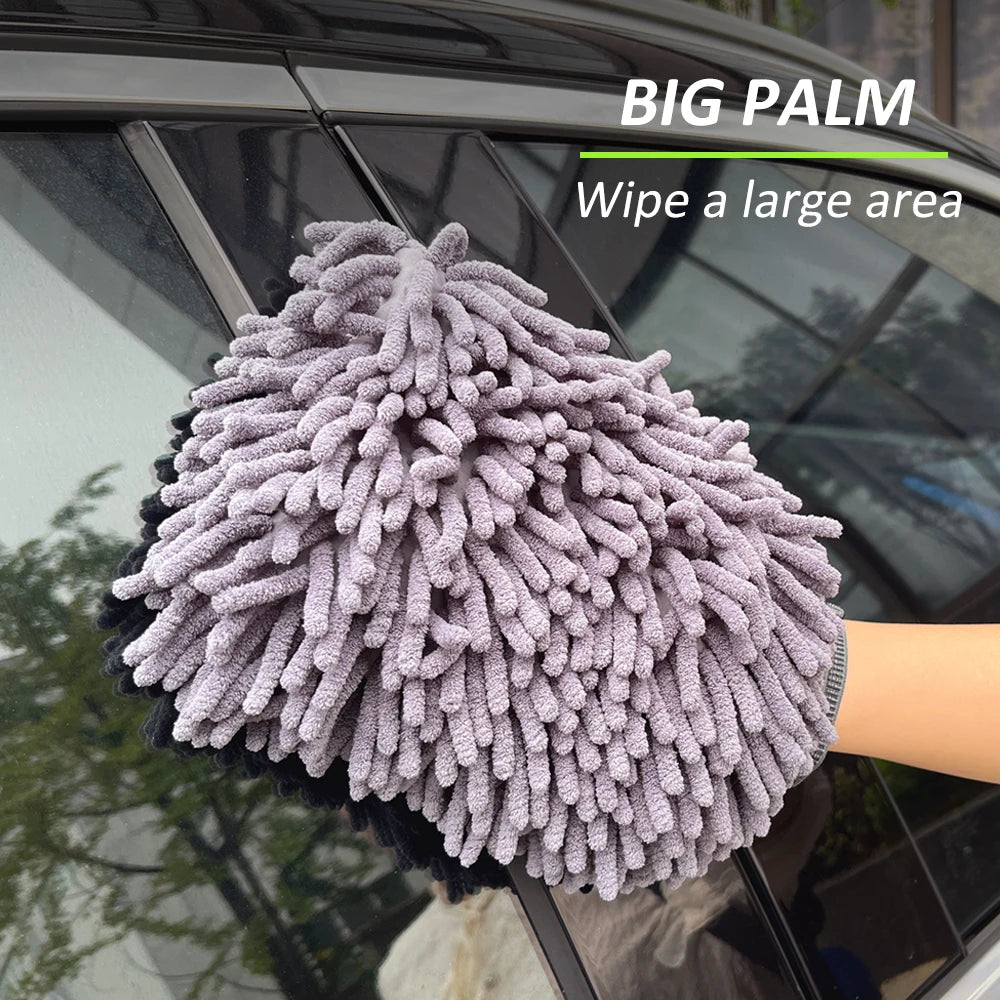 Guantes para lavado de coche, guante de chenilla, paños de felpa gruesa de doble cara, suministros para coche, herramientas de limpieza, accesorios de automóvil, detalles de coche