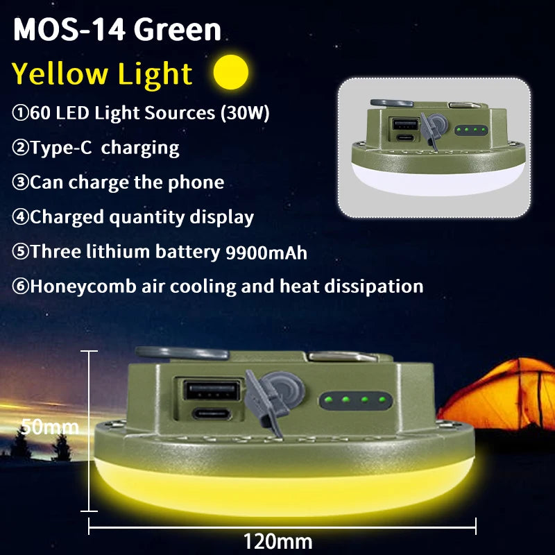 MOSLIGHTING 9900mAh Rechargeable lumière puissante lanterne de Camping avec aimant lumière forte lampe de poche Portable lampe de tente LED de travail