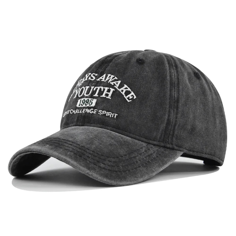 Men Women Embroidered Letter Baseball Cap Vintage Fashion Solid Adjustable Outdoor Sports Snapback Hat Distressed Gorras