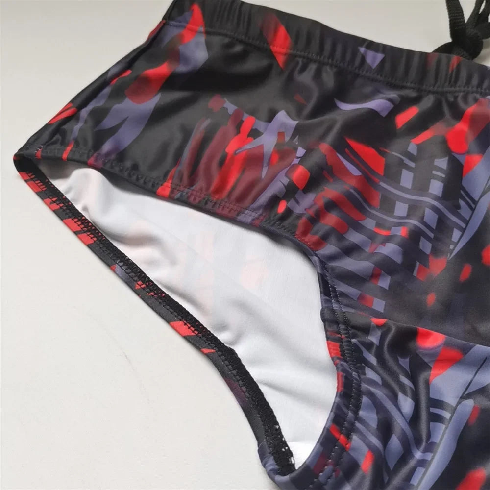 Hommes maillots de bain brésilien coupe traditionnelle maillots de bain bain Bikini Surf Boxer slips conseil Shorts troncs noir et rouge Sunga