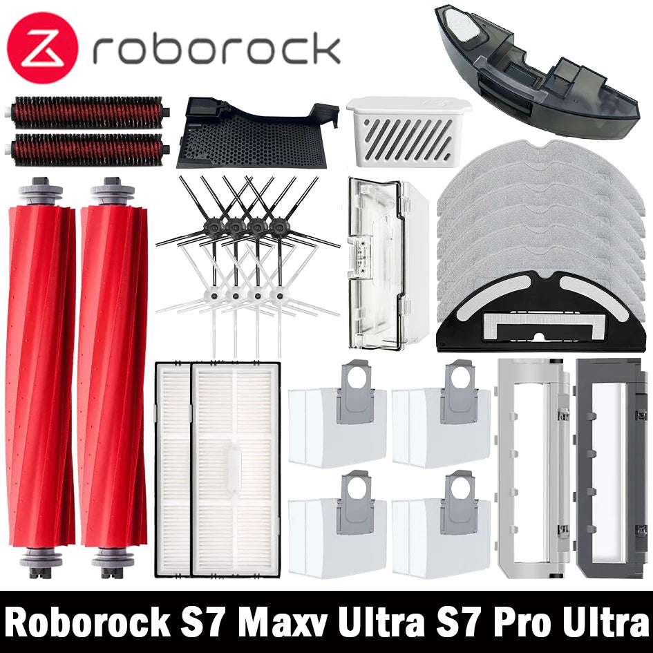 Main side brush, mop, Hepa filter, dust bag, cleaning roller brush for Roborock S7 Maxv Ultra S7 Pro Ultra, Robot Vacuum Cleaner accessories