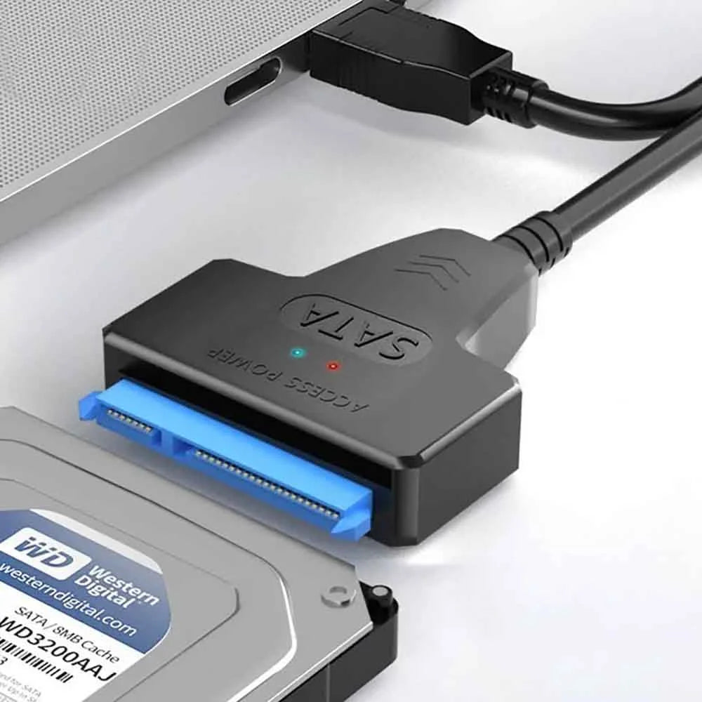 Câble SATA vers USB 3.0/2.0 jusqu'à 6 Gbps pour disque dur SSD externe 2.5 pouces, adaptateur SATA 3 22 broches, cordon USB 3.0 vers Sata III