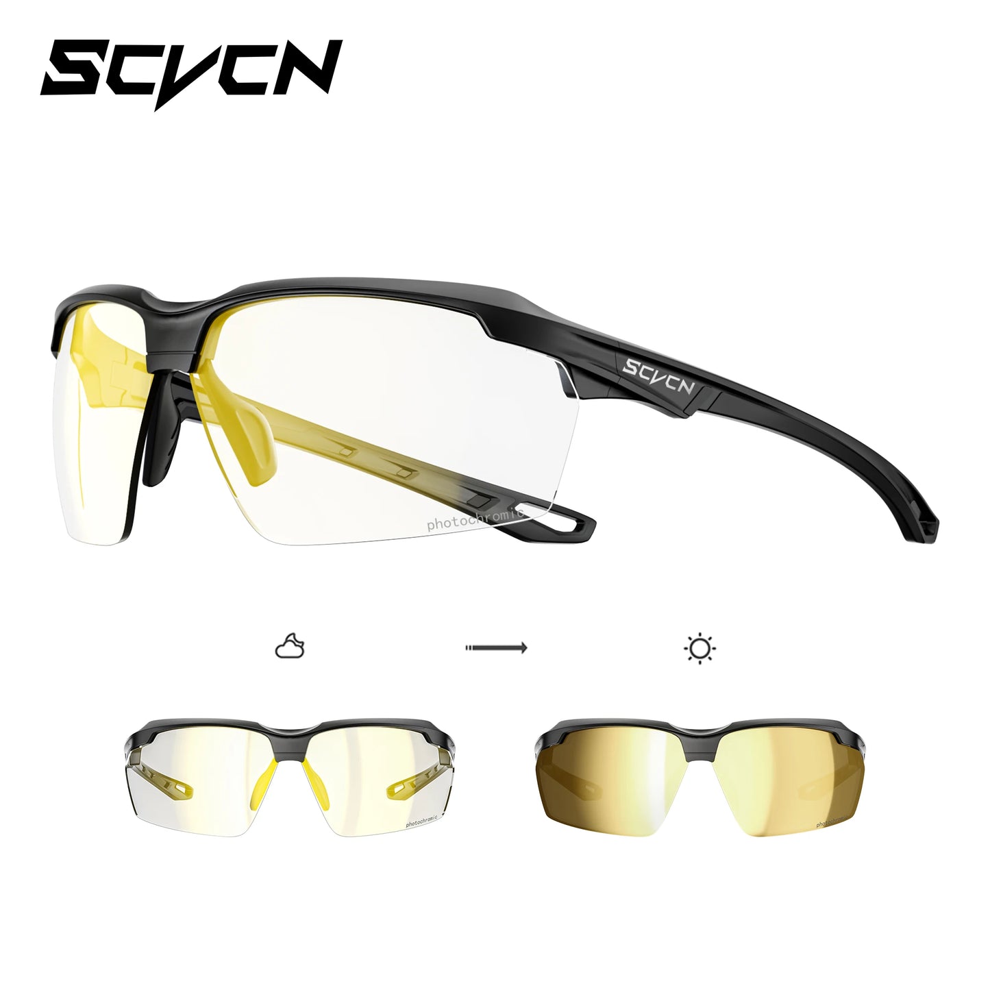 Lunettes de cyclisme photochromiques UV400 — sports de plein air, course, VTT, vélo de route, hommes et femmes