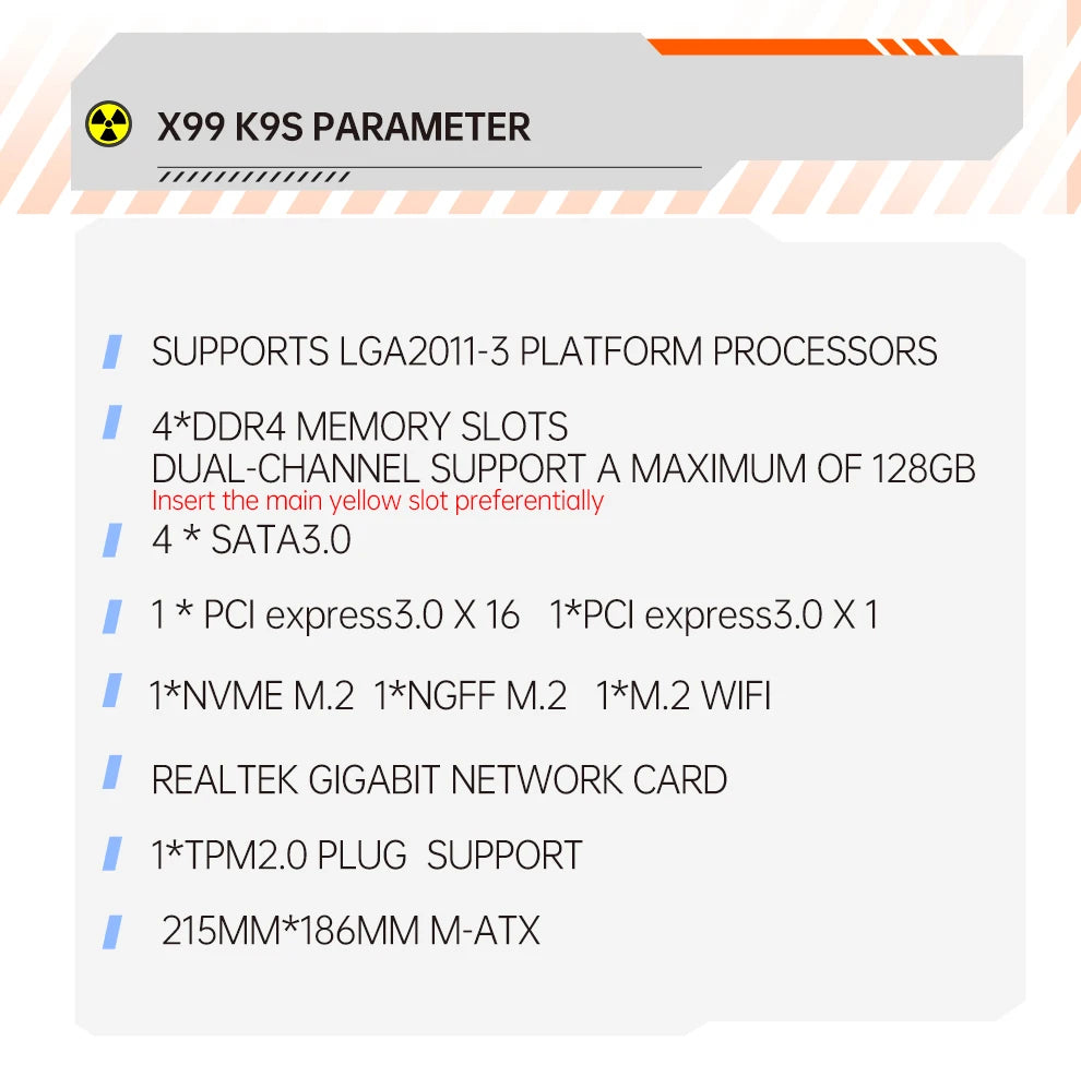 Carte mère QIYIDA X99 mATX LGA2011-3 — Xeon E5 V3/V4, DDR4 128 Go, M.2 NVMe/NGFF, SATA3, USB3.0