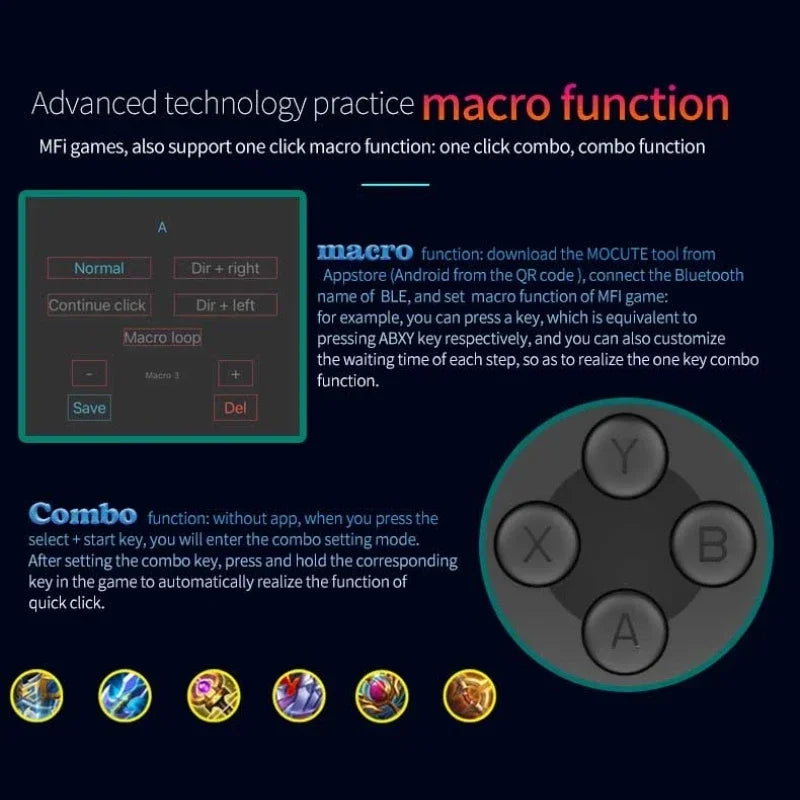 Mando de juego para iPhone Android teléfono móvil control Bluetooth controlador gatillo Pubg Mobile Joystick juego Smartphone Mando juego Pad