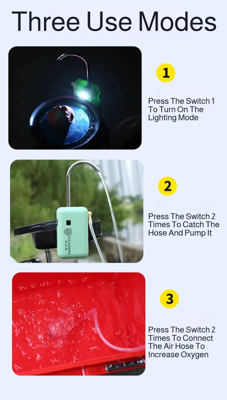 Pompe à oxygène extérieure intelligente électrique pour la pêche, extracteur d'eau portable rechargeable, pompe à oxygène pour aquarium domestique