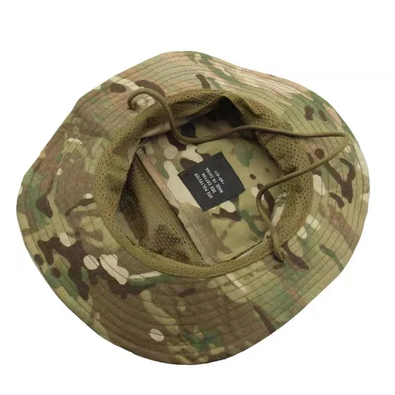 Nouveau 2026 Casquette Bob Camouflage Multicam avec Poche Carrée pour Passionnés de Tactique, Chapeau de Soleil pour Pêche, Randonnée et Activités de Plein Air