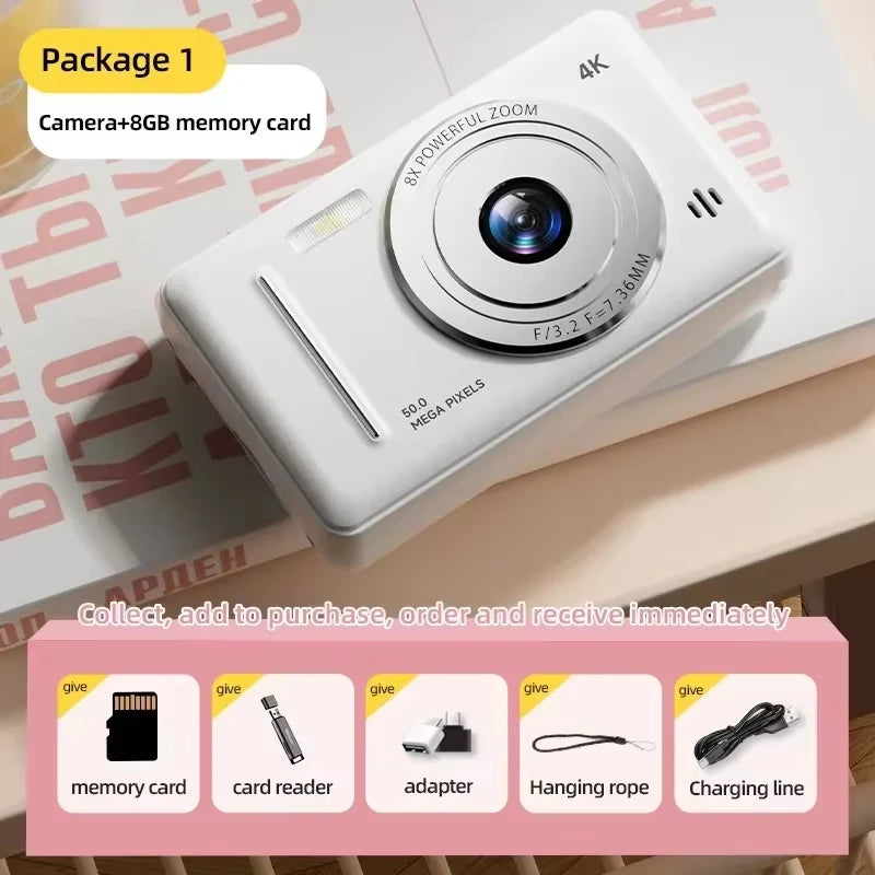 Cámara digital Xiaomi 4K Retro CCD portátil de nivel de entrada con doble cámara Flash de 50 millones de píxeles y enfoque automático