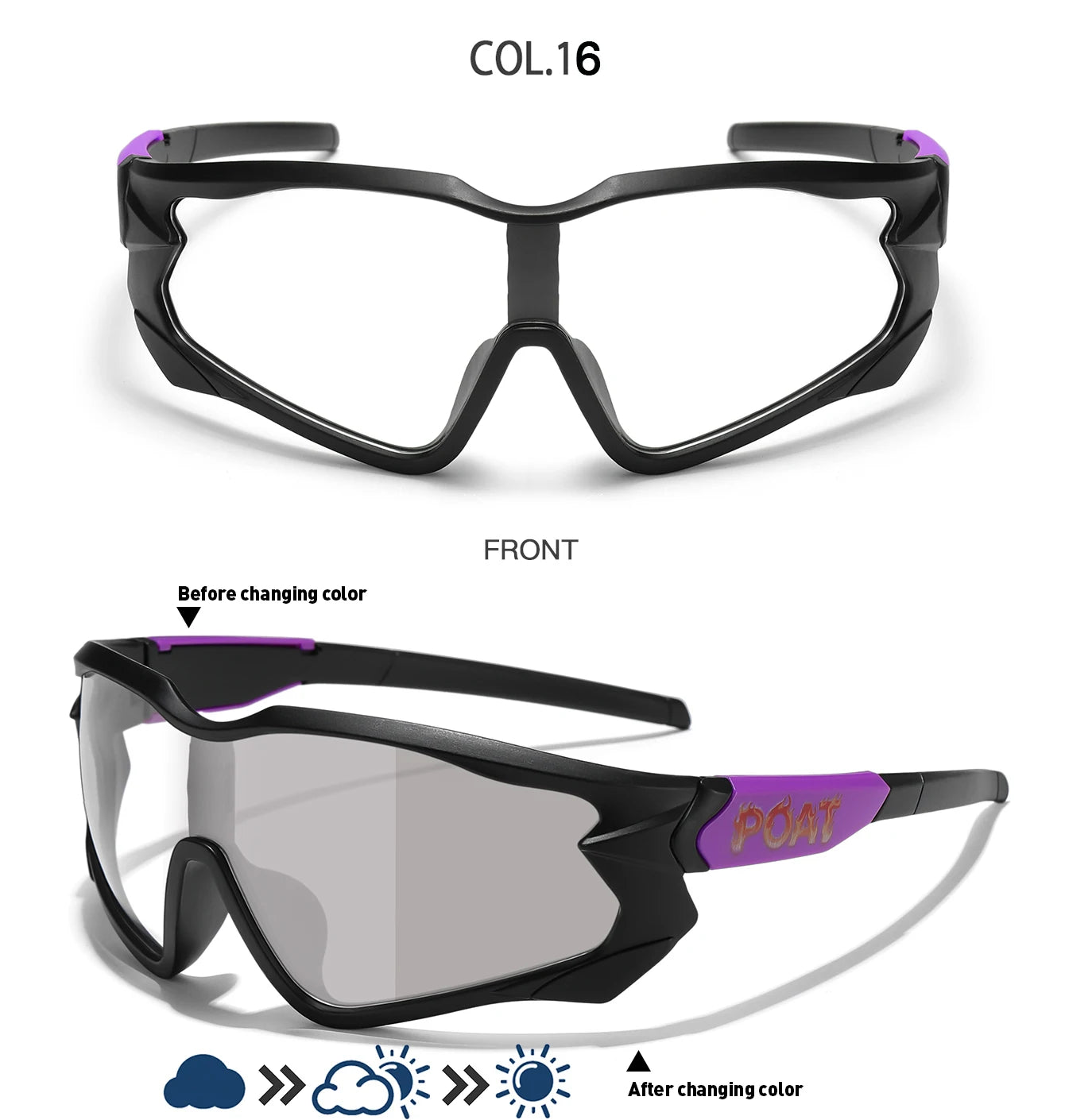 POAT tout nouveau Style lunettes de soleil photochromiques sport hommes femmes vtt vélo lunettes de vélo cyclisme pêche lunettes de course