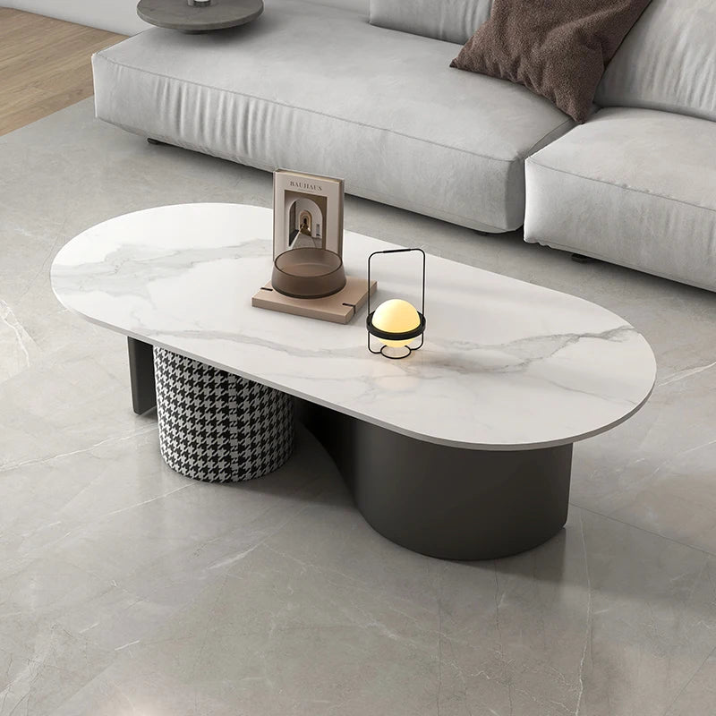 Table basse ovale rectangulaire — esthétique incurvée, glamour, rustique, meubles de salon