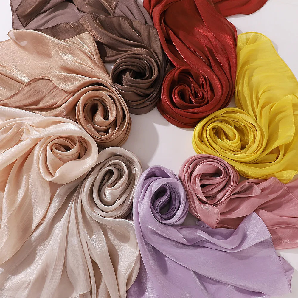 Hijabs en mousseline de soie de qualité supérieure pour femmes, voile turban doux et long, écharpes musulmanes, châles Hijab, couvre-chef Islam, accessoires Ramadan