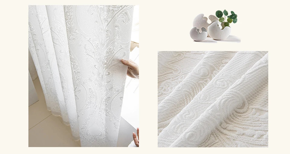 Cortinas francesas para sala de estar, cortina semitransparente sólida de lujo para balcón, visillo de tul personalizado para boda