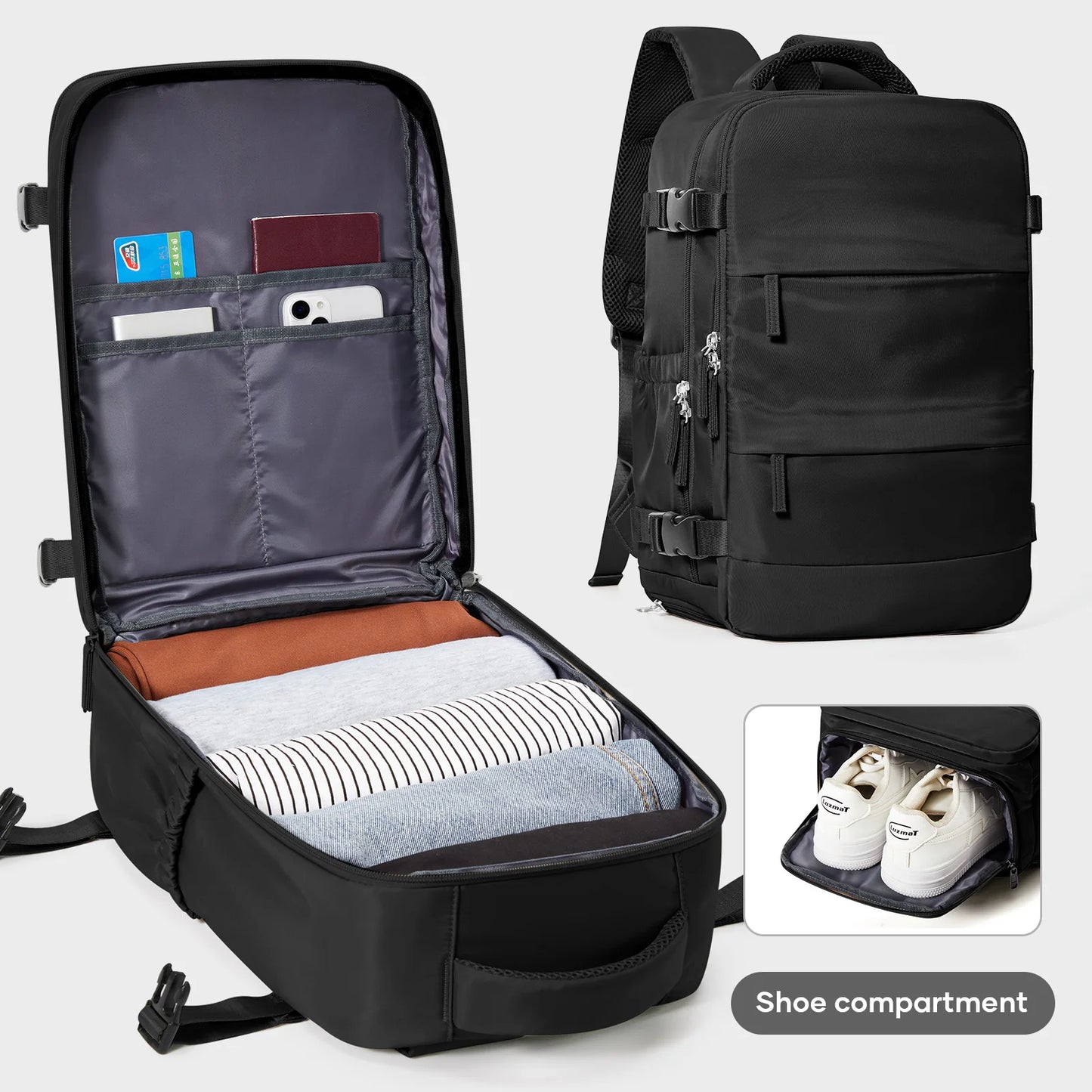 Sac à Dos Cabine 40x20x25 Femme — Pochette Ordinateur Étanche Sac d’École