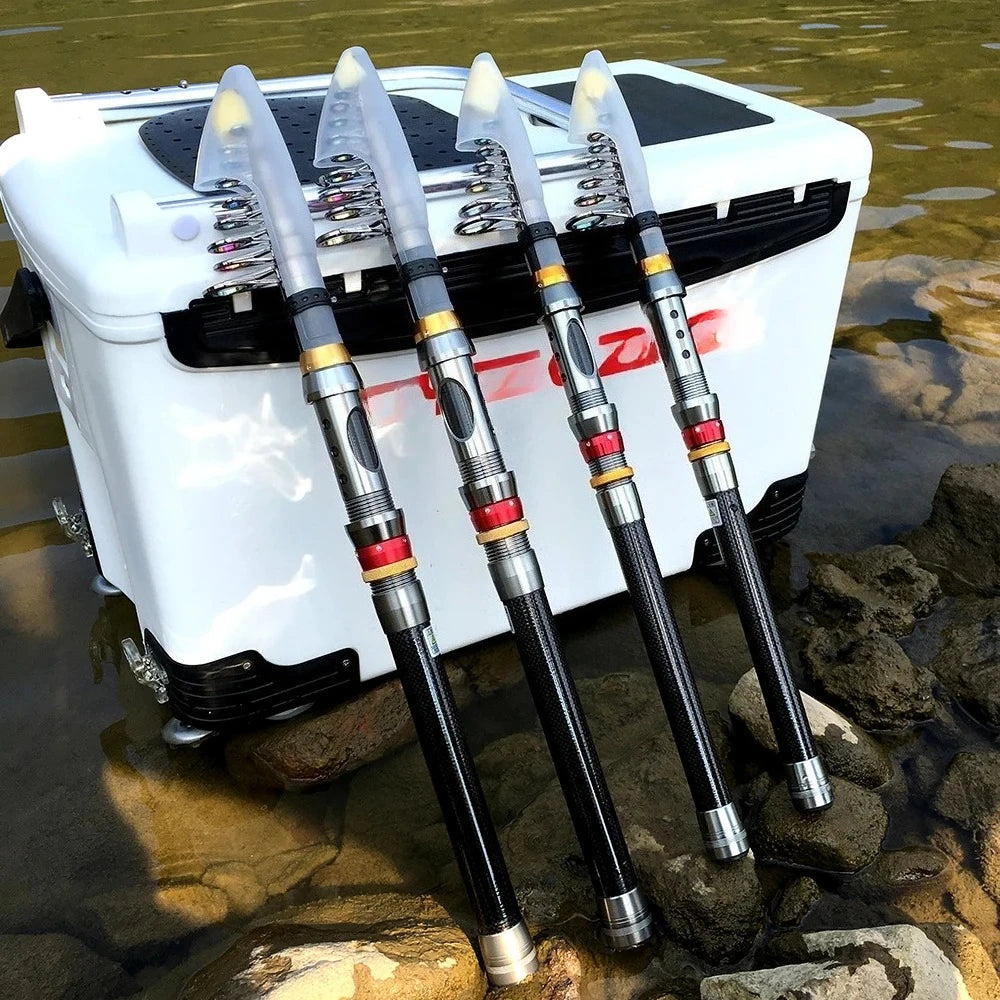Combo de pêche en fibre de carbone 1,8m à 3,6m, rapport de transmission 5,2:1, moulinet à bobine métallique avec kit de ligne pour eau salée et eau douce