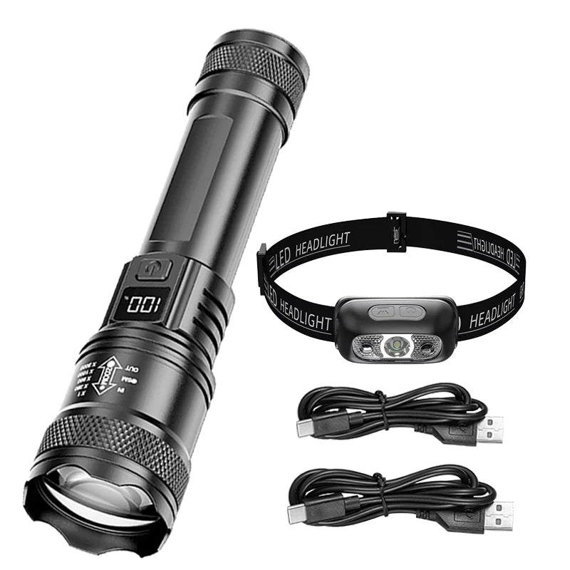 Lampe frontale puissante à LED portable avec capteur, rechargeable par USB, lampe torche frontale pour camping, pêche, lanterne d'urgence