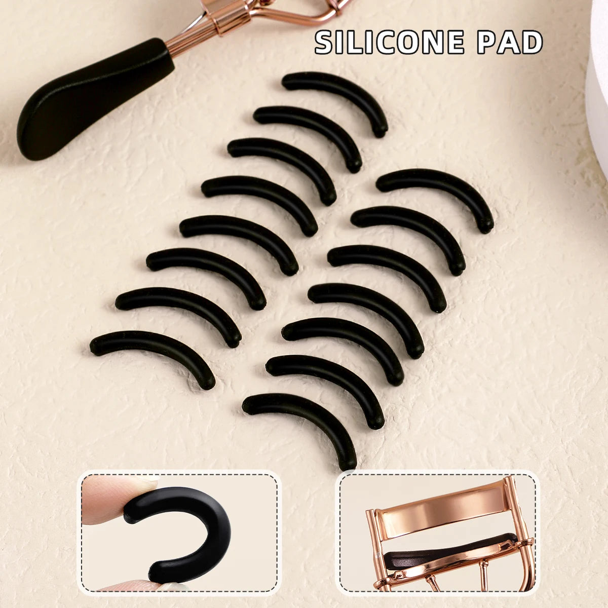 Recourbe-Cils Portable avec 15 Coussinets Silicone — Extension & Bouclage Cils