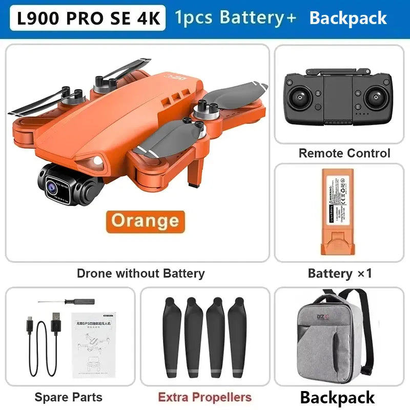 Drone GPS L900 Pro SE MAX 4K, doble cámara HD profesional 5G WIFI 360° Motor sin escobillas para evitar obstáculos Rc FPV Quadcopter Dron