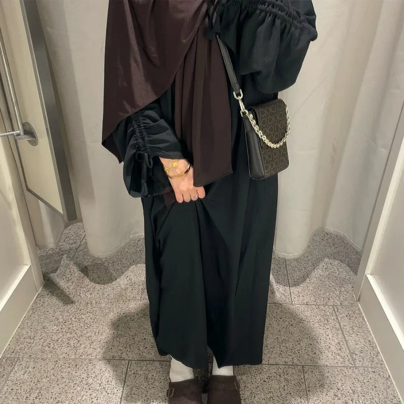 Robe modeste pour femmes musulmanes, arabie saoudite, Eid dubaï, Abaya uni, fête de vacances islamique, couleur unie, turquie, poignets à lacets, vêtements longs, 2024