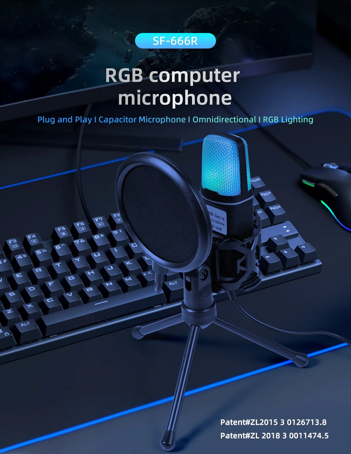 Microphone USB à condensateur pour gaming et podcast – Micro filaire pour PC, streaming et karaoké