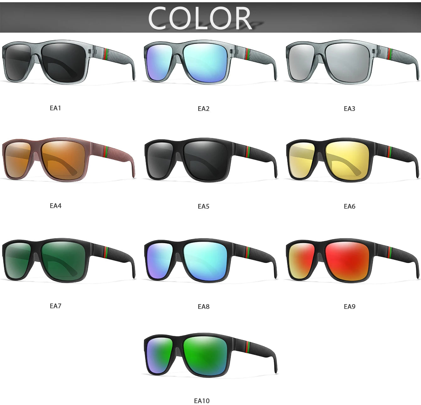 Lunettes de soleil polarisées carrées pour hommes, marque classique, pour la pêche, la conduite en plein air, le cyclisme, la course, Vintage, grand cadre, UV400