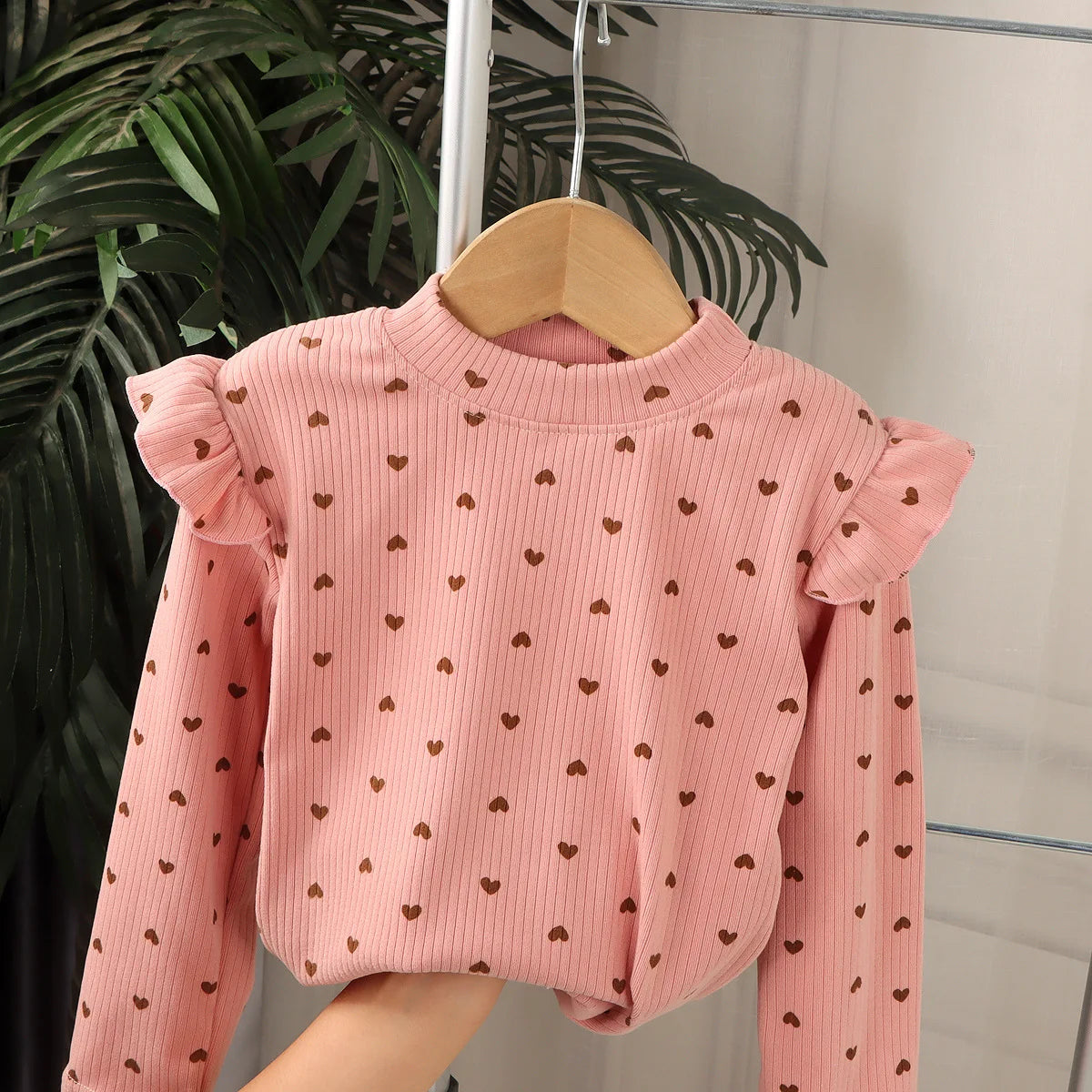 Kids Long Sleeve Undershirt, Cute Floral Polka Dot T-shirt, Soft Y-Shirt for Kids, Boys and Girls, 2-10T
