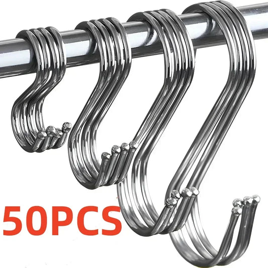 Stainless Steel S Hooks with Sharp Point, for Utensils, Meat Clothes Hanger, Butcher Hanging Hooks, Shop, Kitchen Cooking Tools