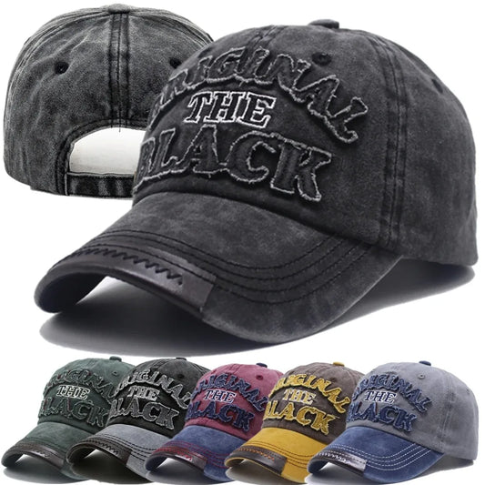 Casquette de Baseball Vintage unisexe, chapeaux en coton délavé pour hommes et femmes, casquette décontractée avec lettres noires brodées, casquette de sport de plein air