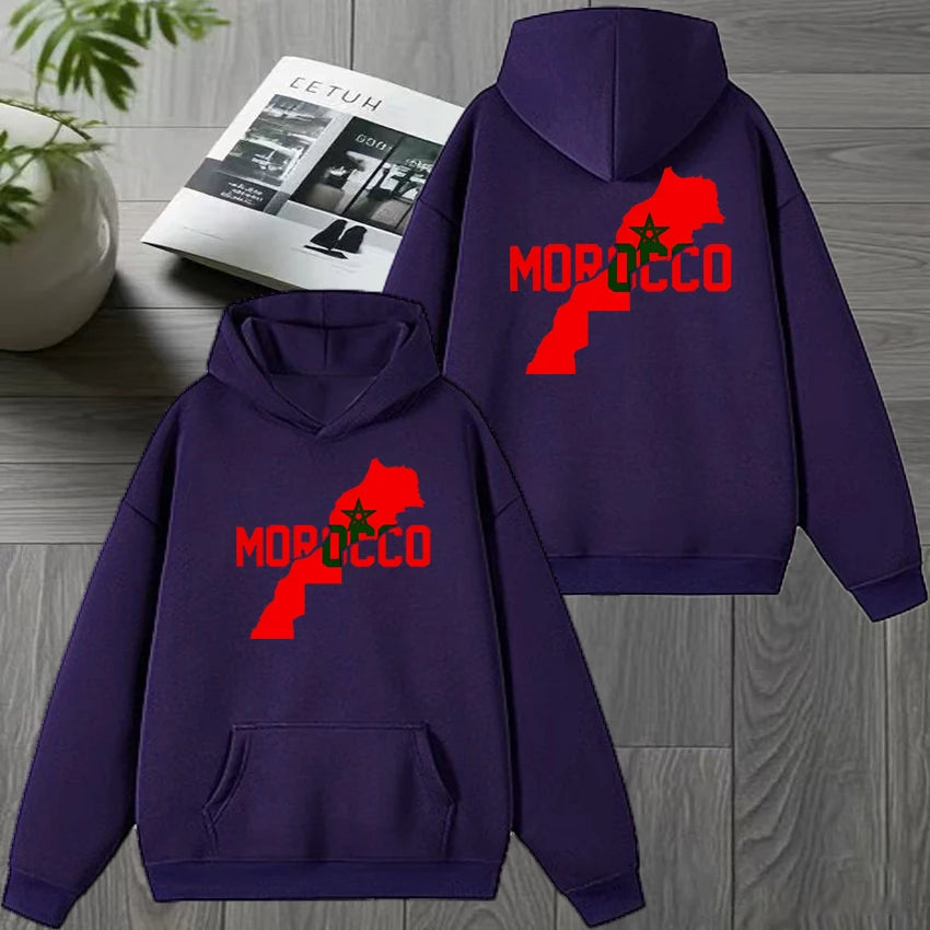 Automne hiver maroc harajuku nouveau en Double face imprimé sweat à capuche noir hommes femmes polaire pull décontracté unisexe mode sweat
