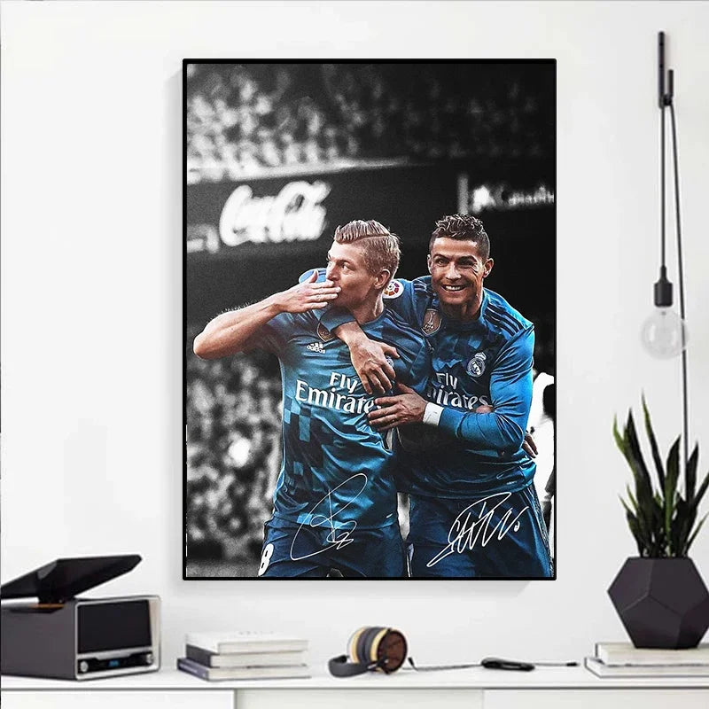 Affiche Toile Portrait Joueur de Football Style Moderne — Décoration Murale Salon